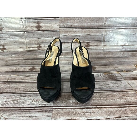 PRADA Suede High Platform Heels Strap and Open Toe Sz 35.5 EU 5.5 US color black - Picture 2 of 7